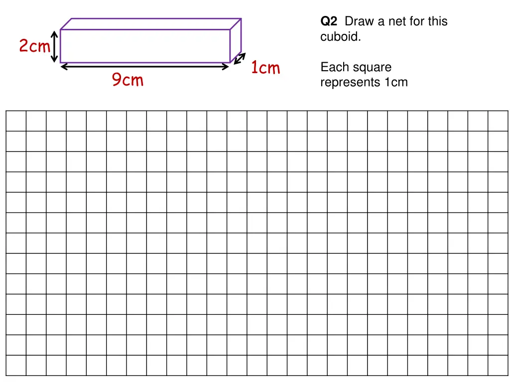 q2 draw a net for this cuboid