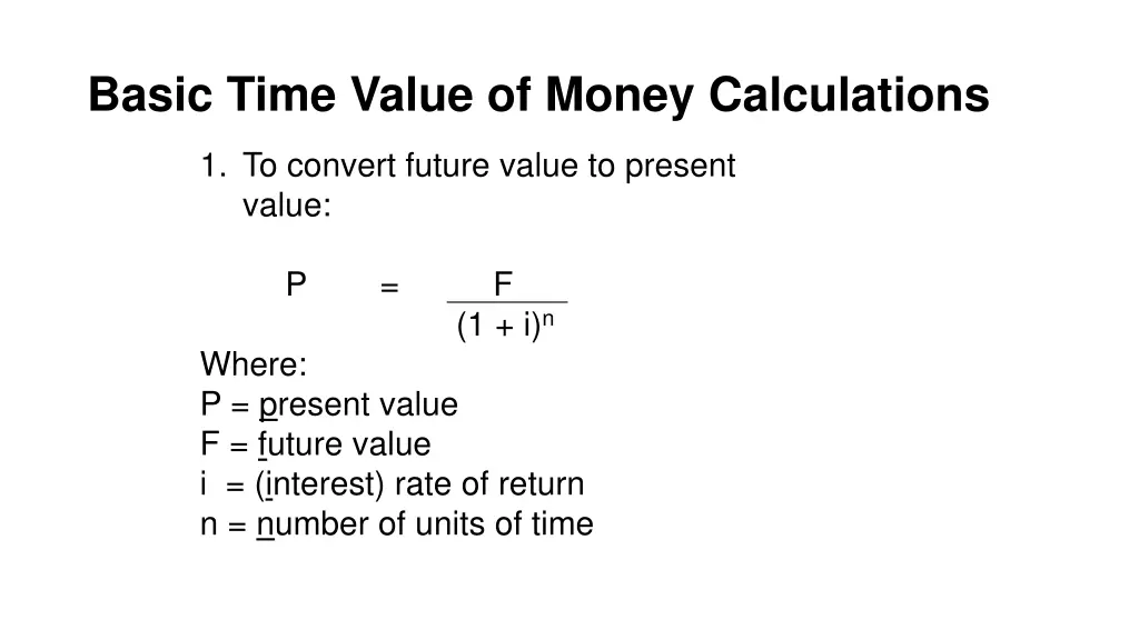 basic time value of money calculations