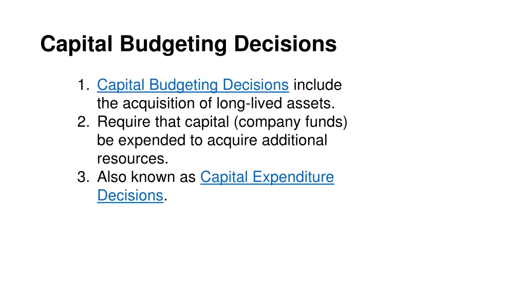 capital budgeting decisions