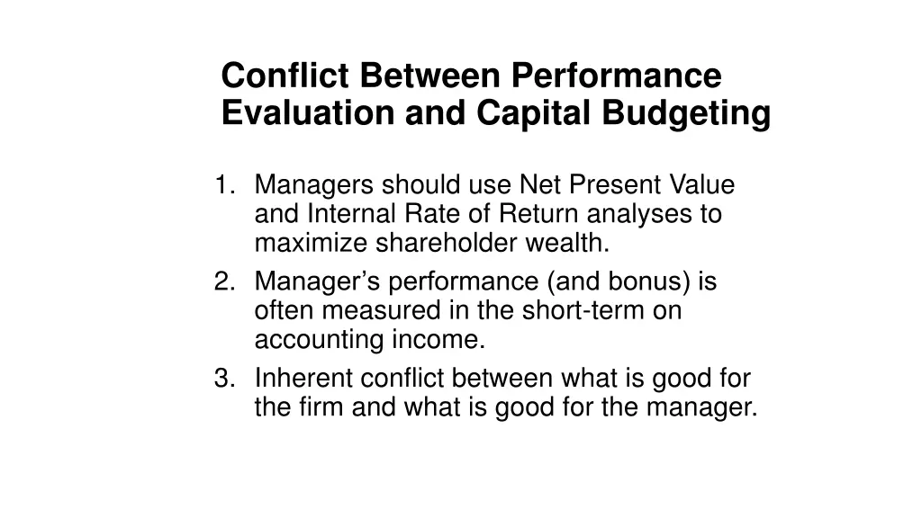 conflict between performance evaluation