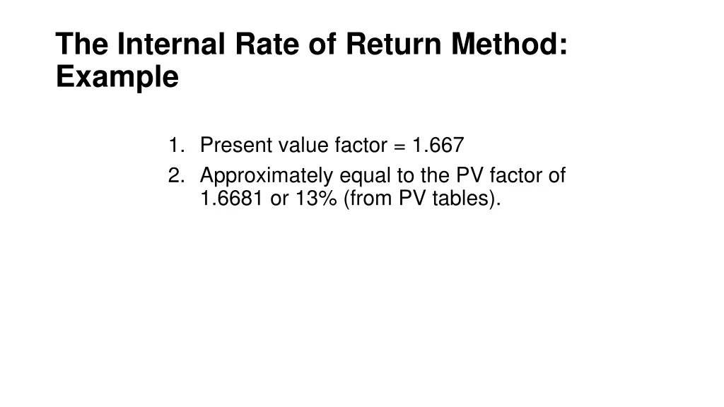 the internal rate of return method example 1