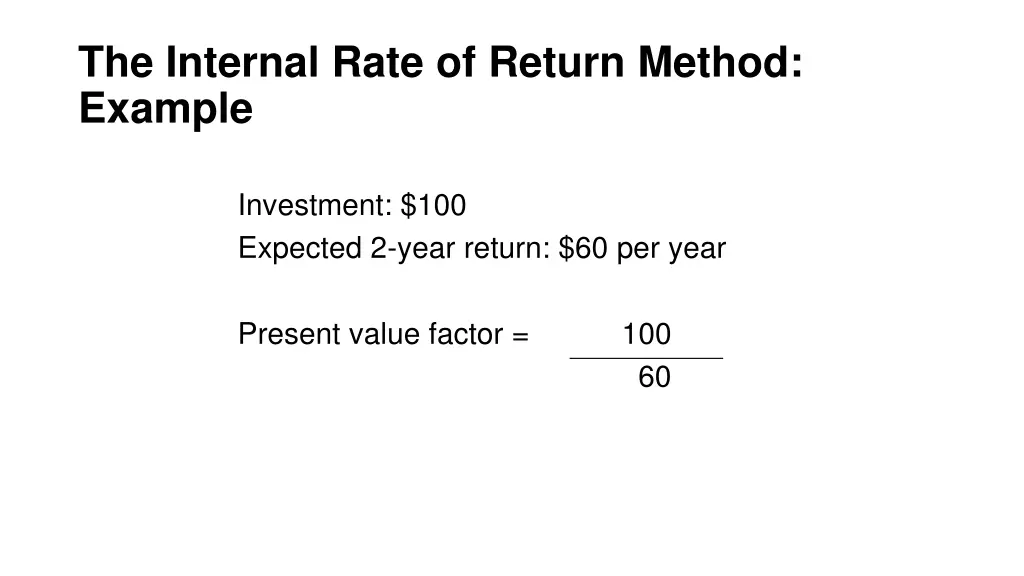 the internal rate of return method example