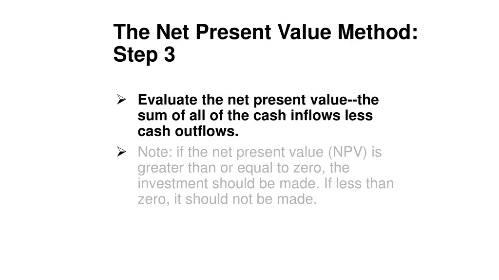 the net present value method step 3