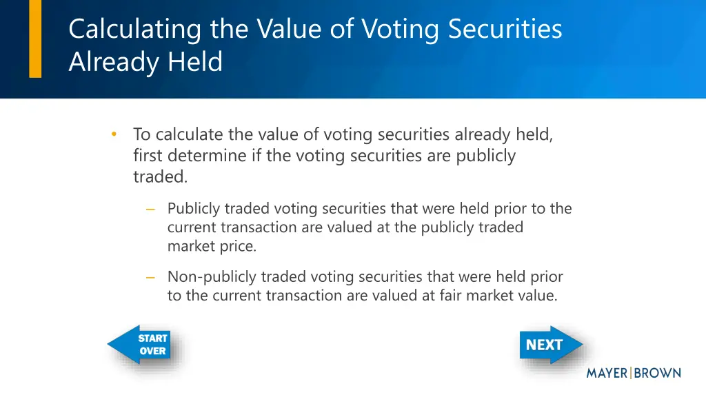 calculating the value of voting securities