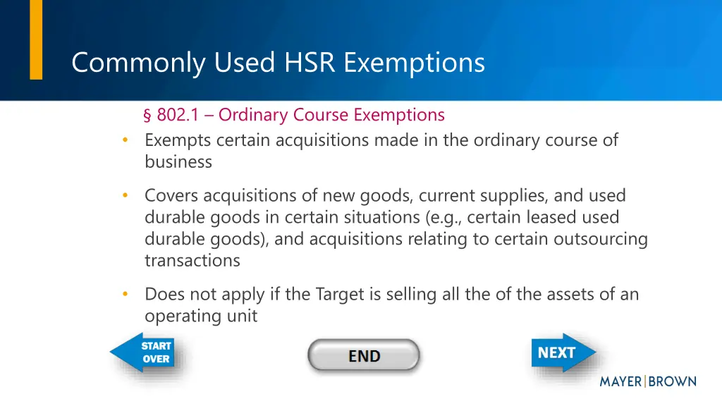 commonly used hsr exemptions