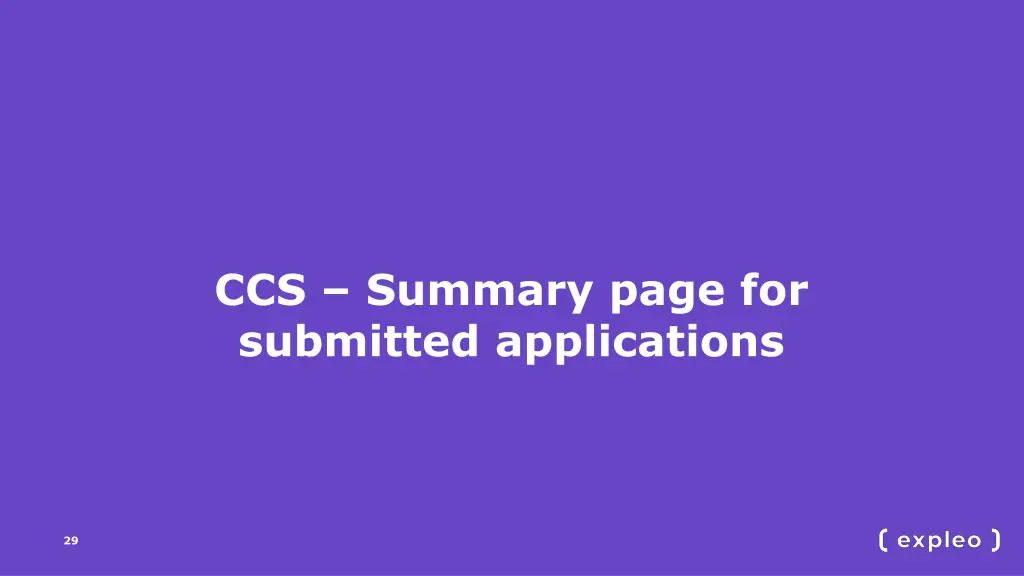 ccs summary page for submitted applications