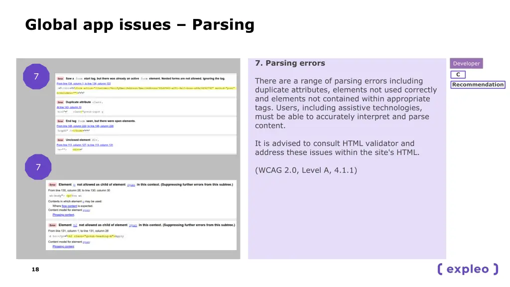 global app issues parsing