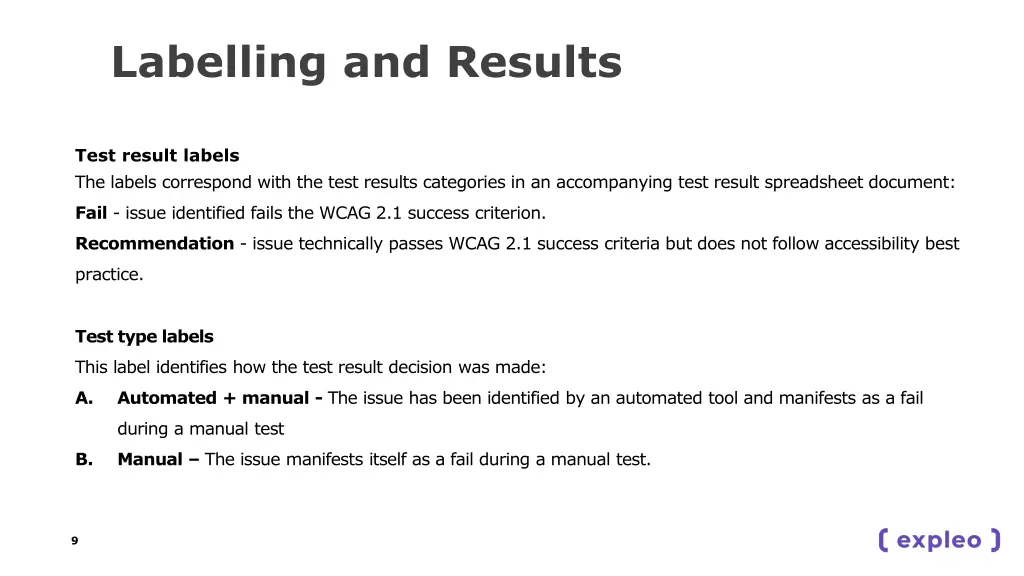 labelling and results