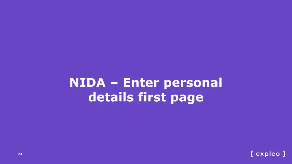 nida enter personal details first page