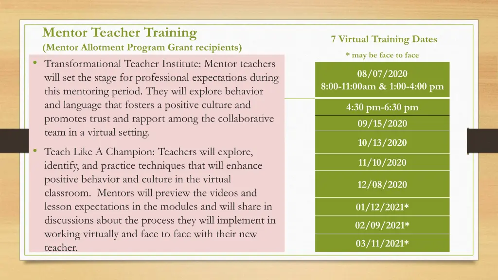 mentor teacher training mentor allotment program