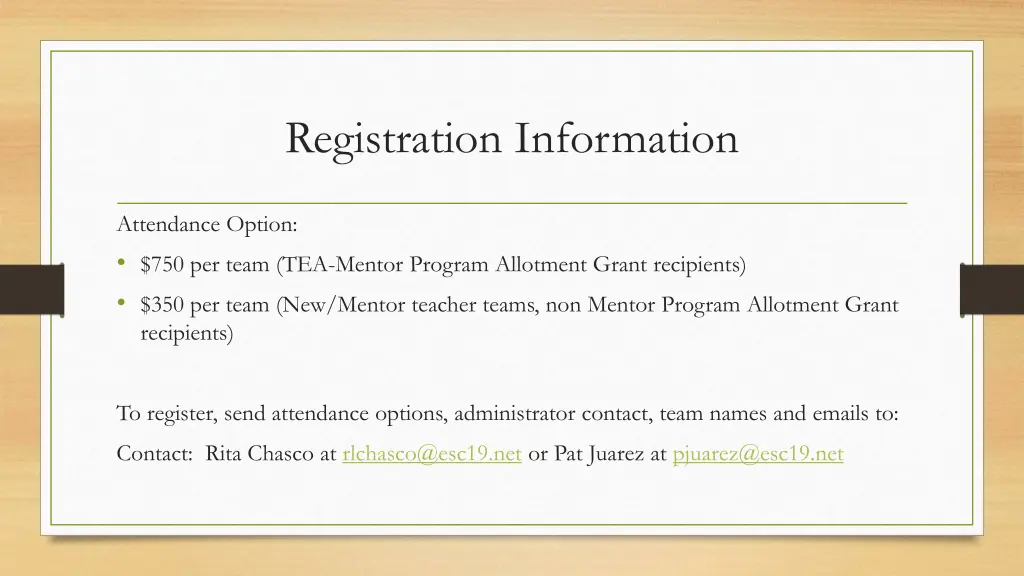 registration information