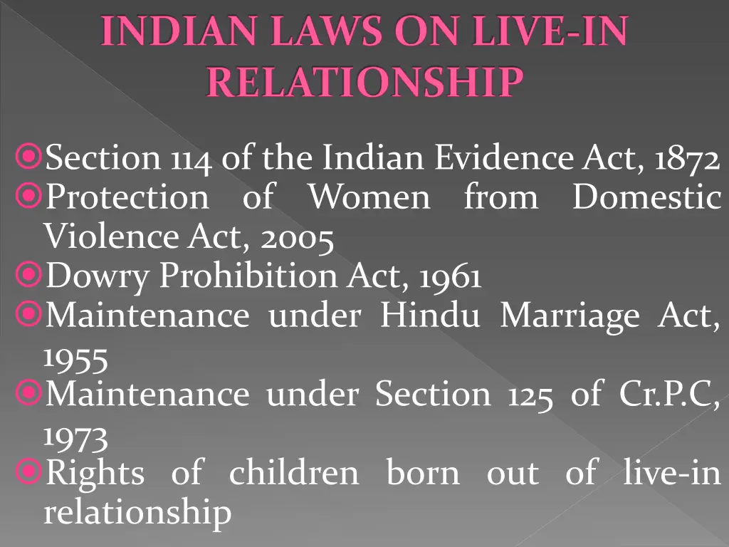 indian laws on live in relationship