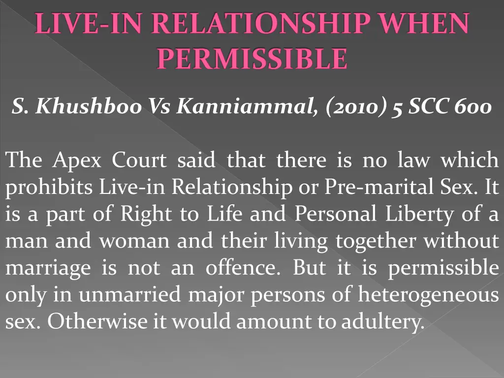 live in relationship when permissible