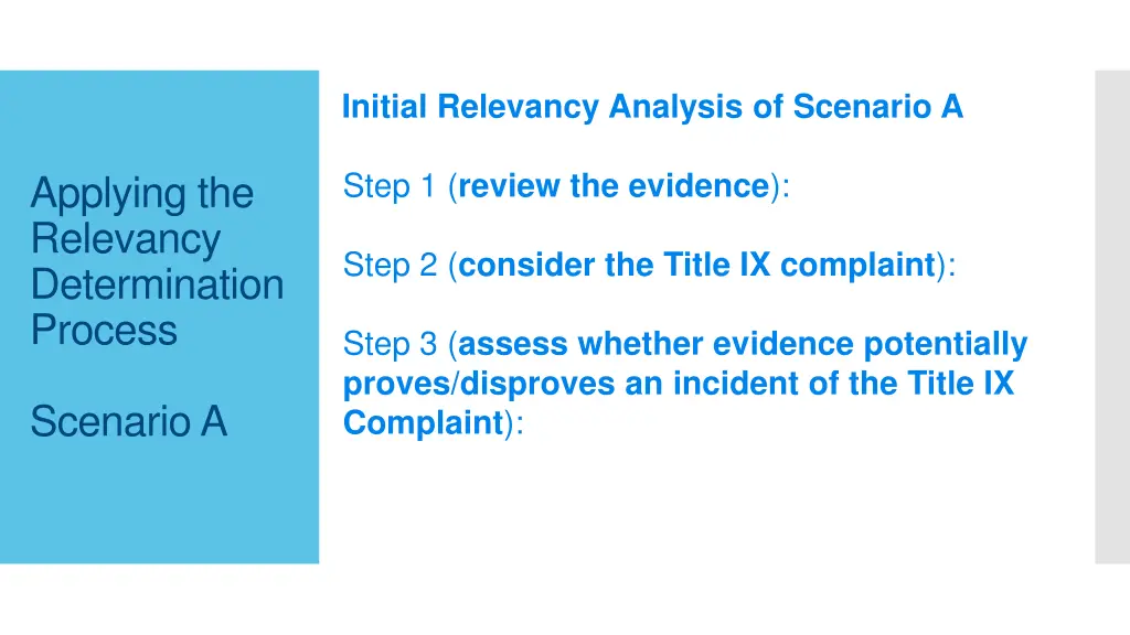 initial relevancy analysis of scenario a