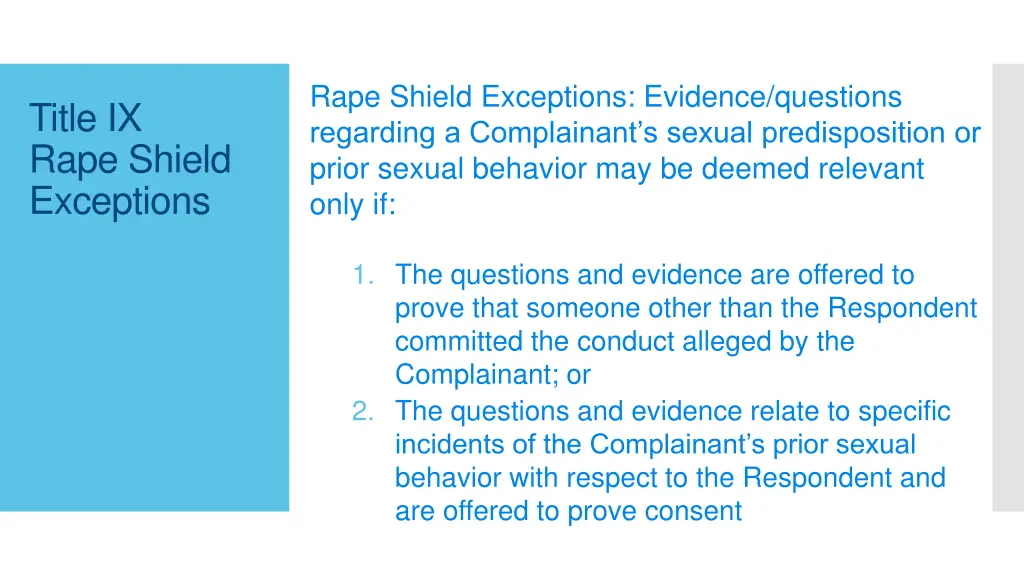 rape shield exceptions evidence questions