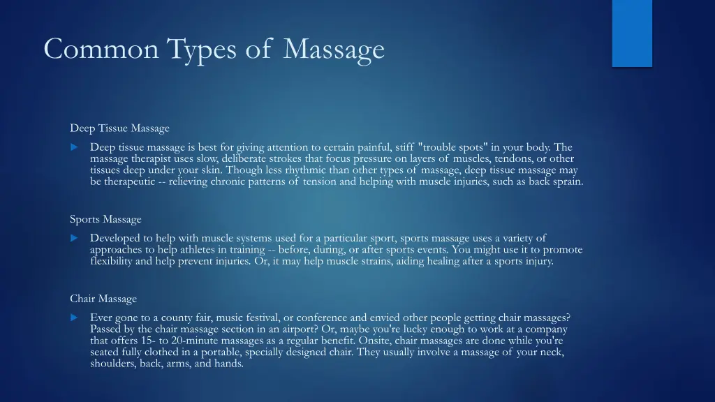 common types of massage