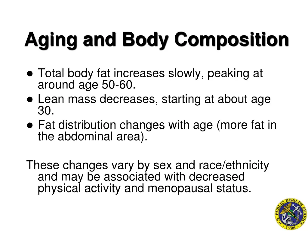 aging and body composition