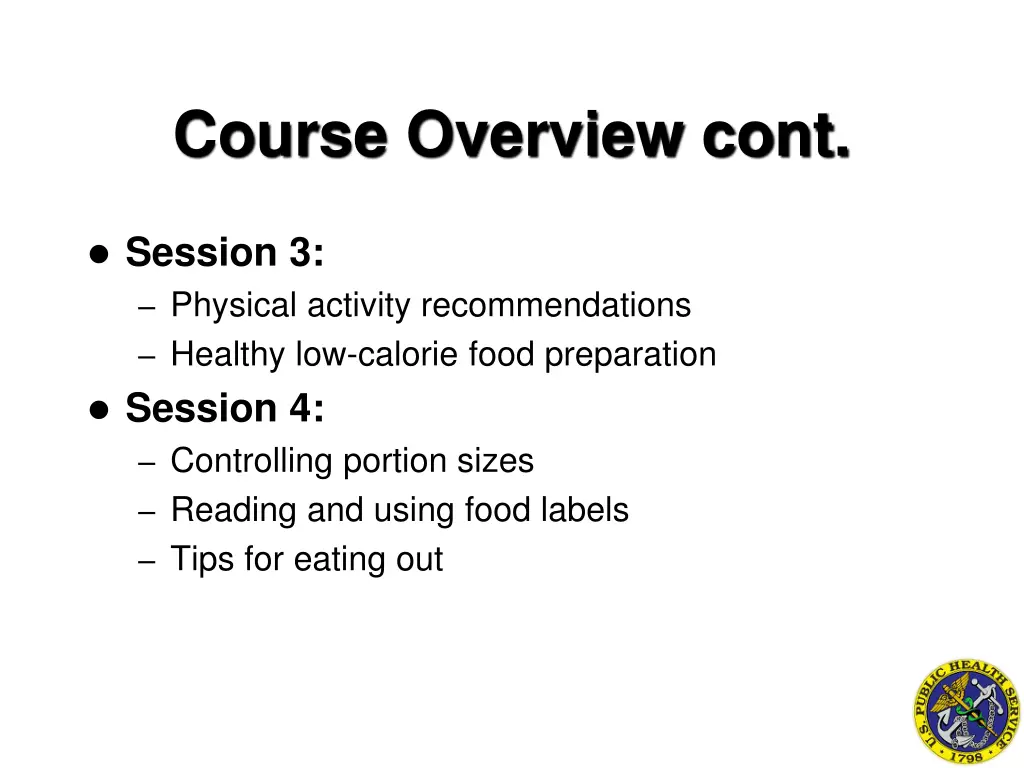 course overview cont