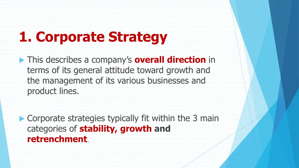 1 corporate strategy