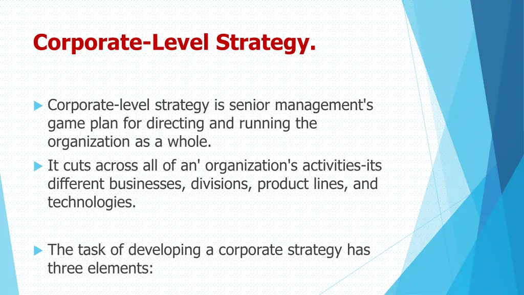 corporate level strategy