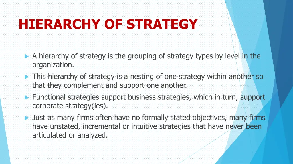 hierarchy of strategy