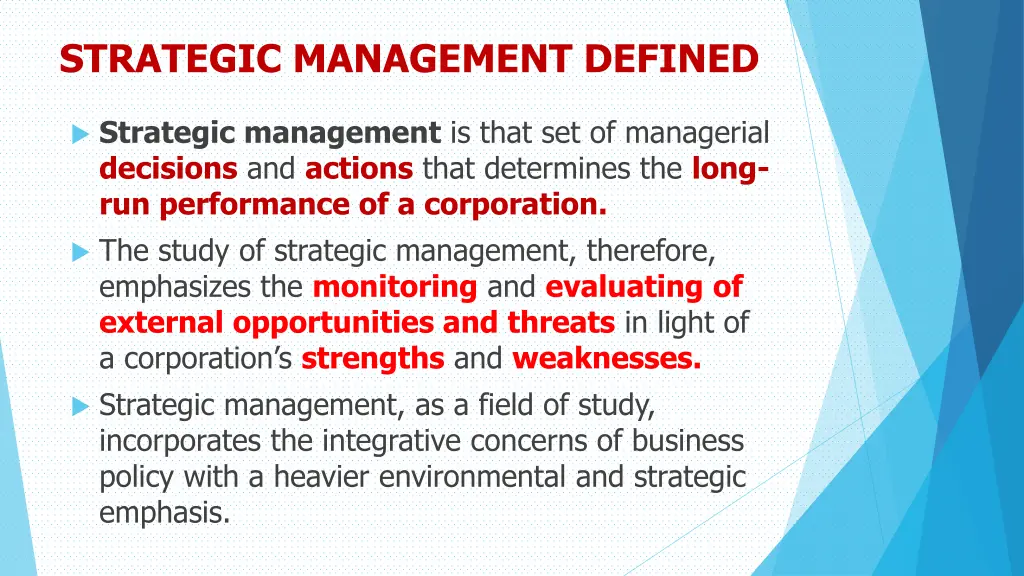 strategic management defined