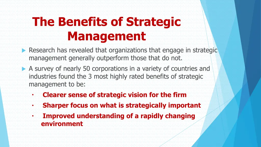 the benefits of strategic management