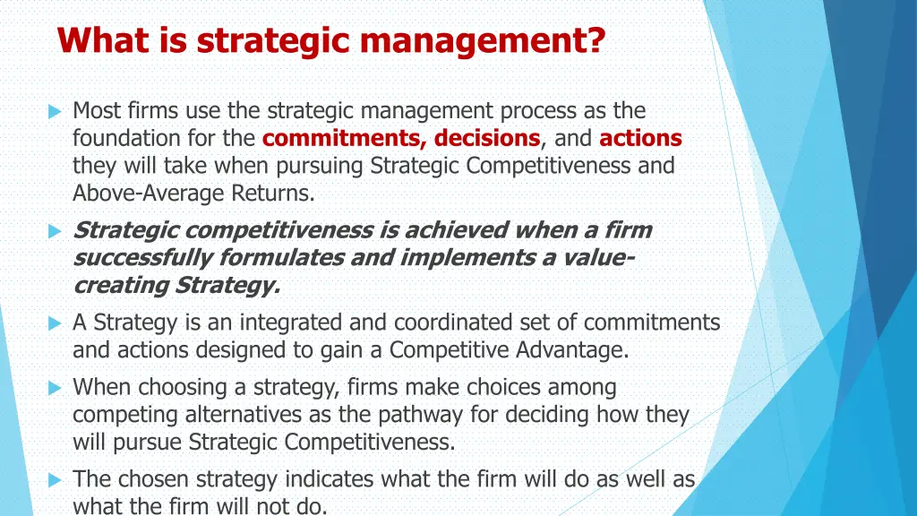 what is strategic management