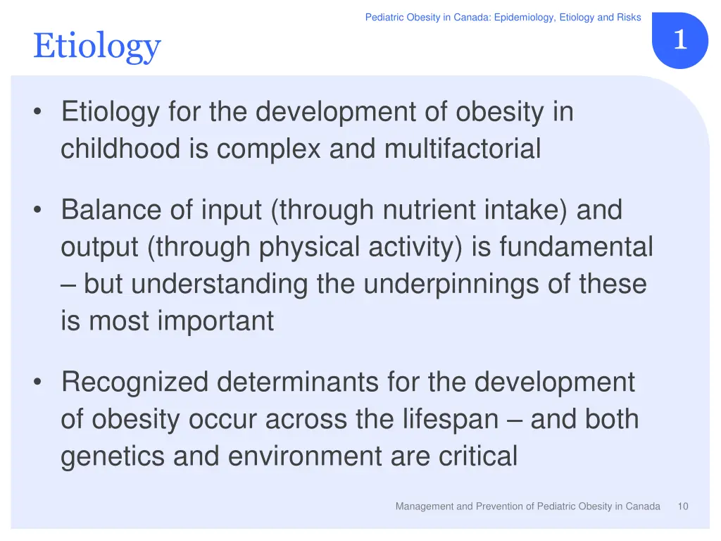 pediatric obesity in canada epidemiology etiology 1