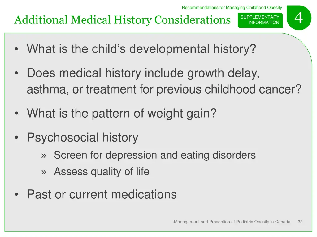 recommendations for managing childhood obesity 12