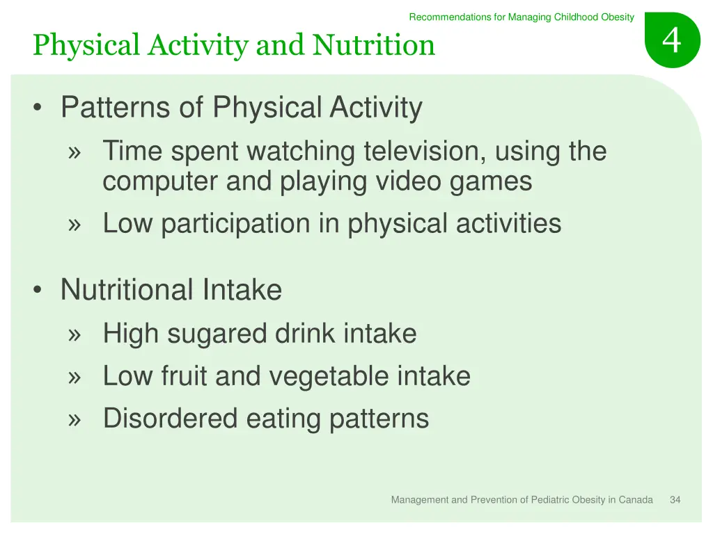 recommendations for managing childhood obesity 13