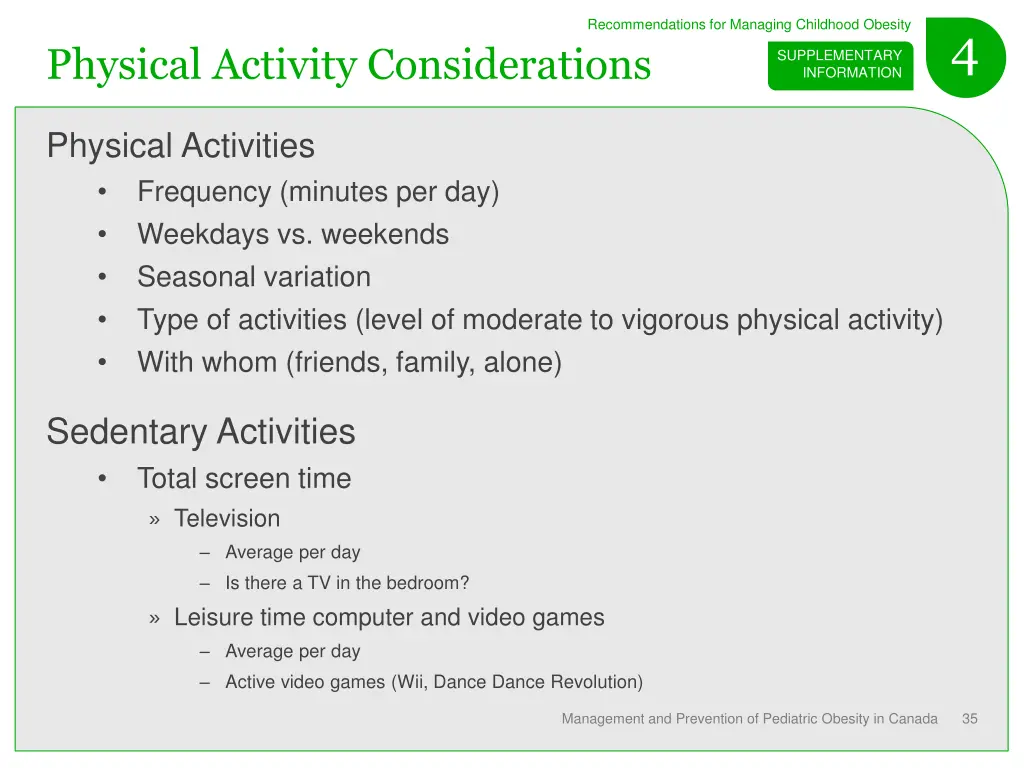 recommendations for managing childhood obesity 14