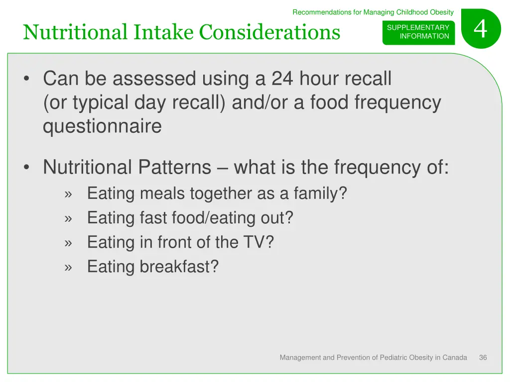 recommendations for managing childhood obesity 15