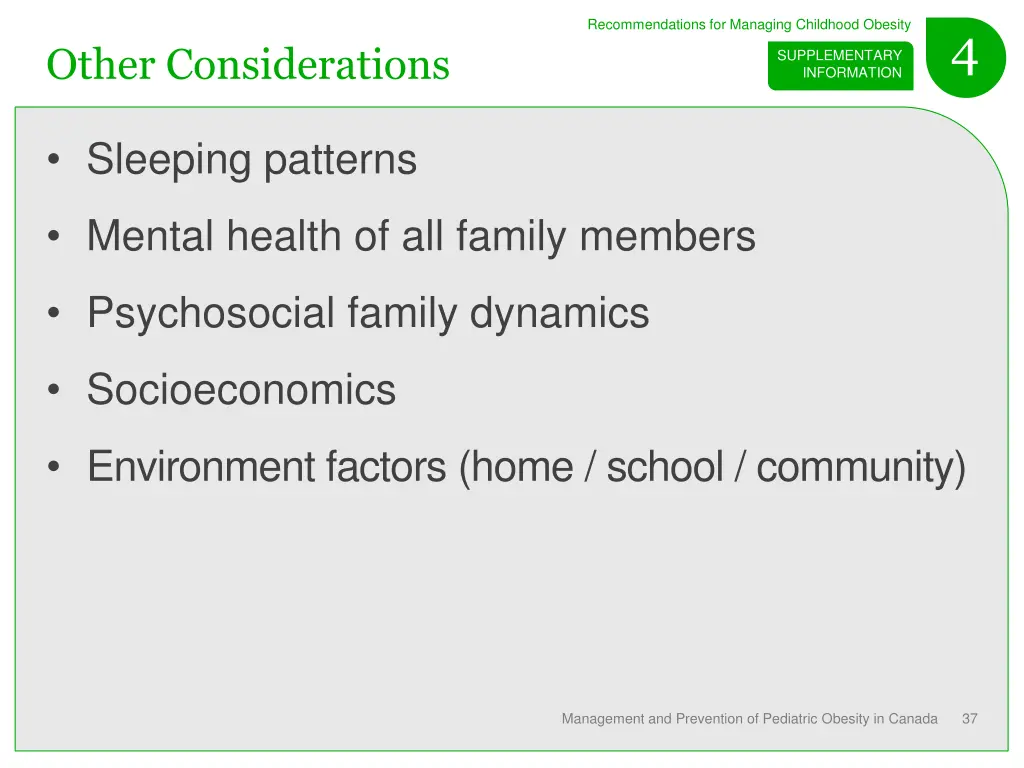 recommendations for managing childhood obesity 16