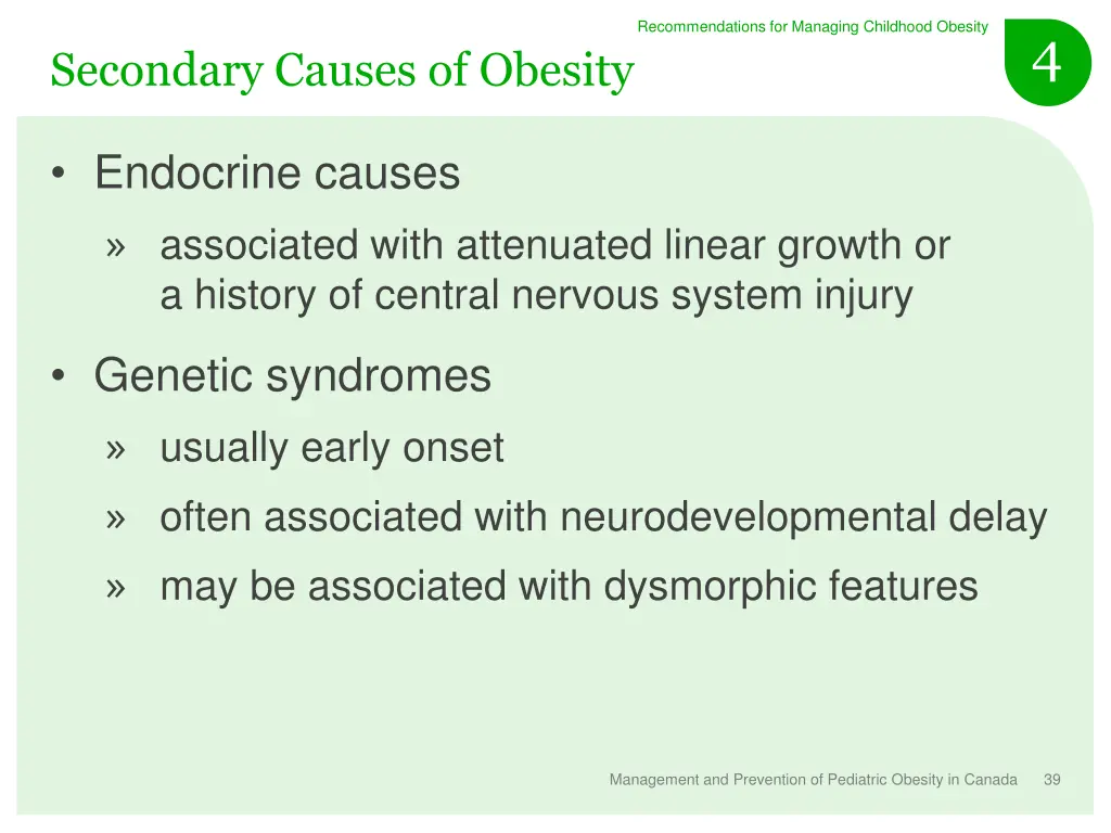 recommendations for managing childhood obesity 18