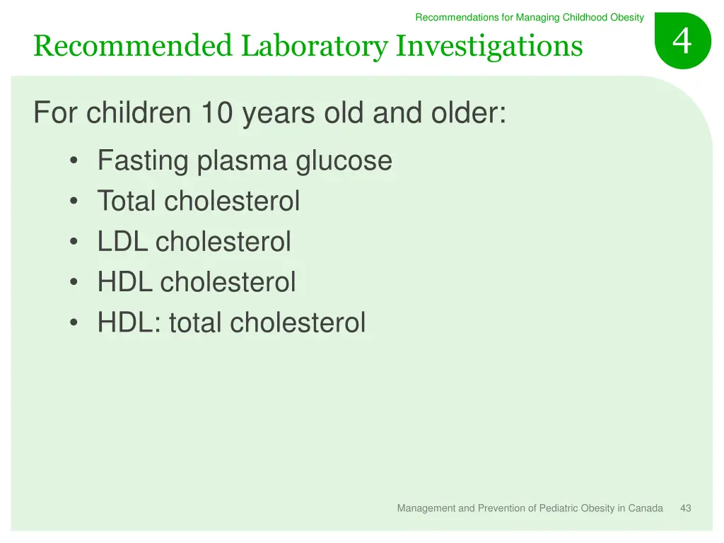 recommendations for managing childhood obesity 22