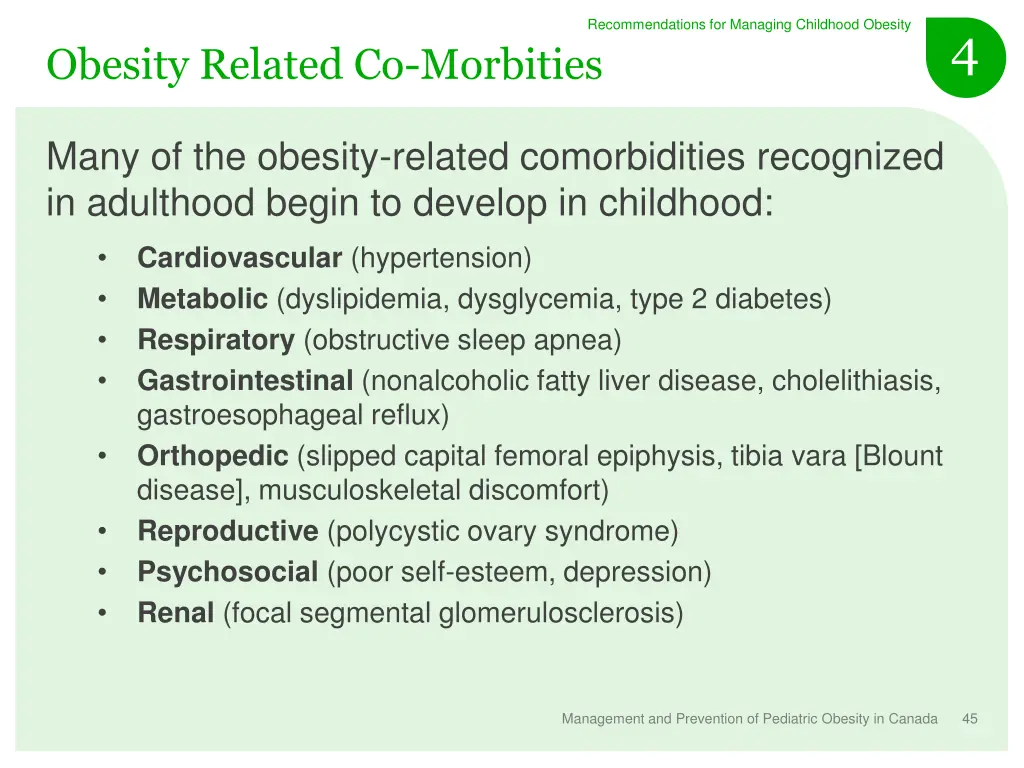 recommendations for managing childhood obesity 24