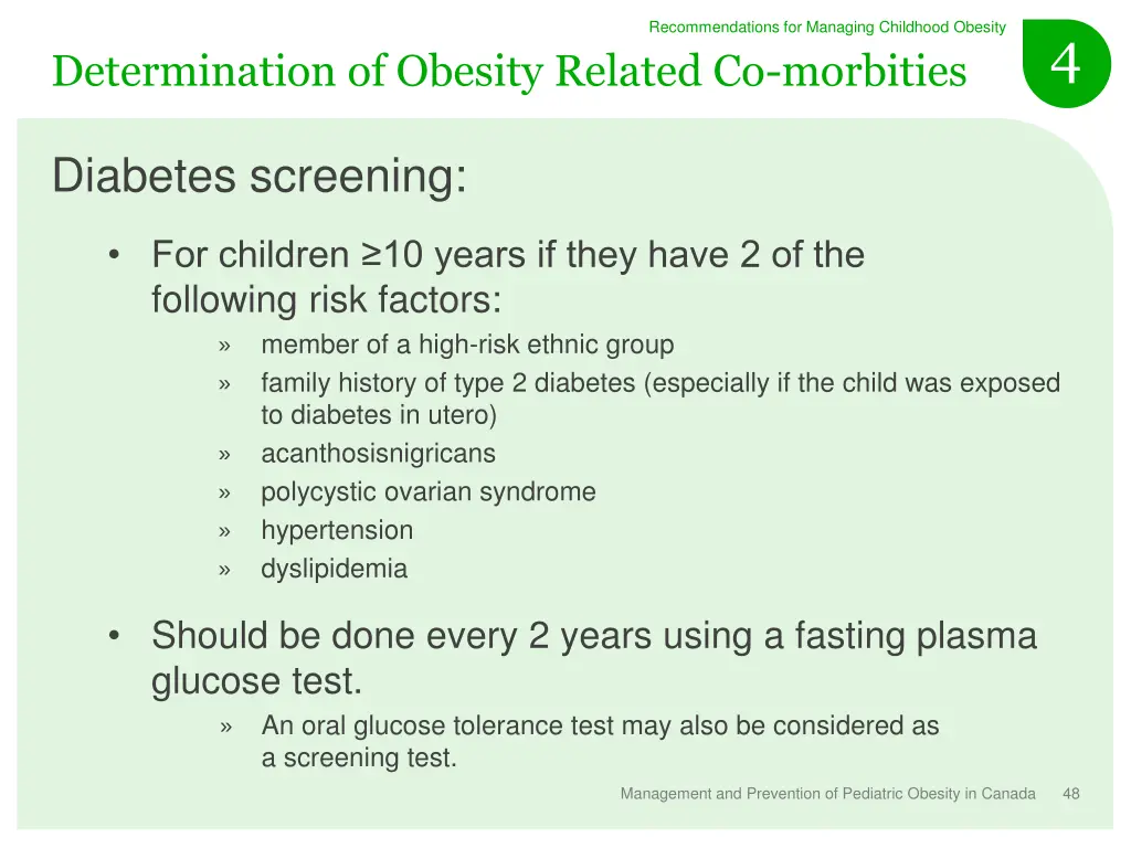 recommendations for managing childhood obesity 27