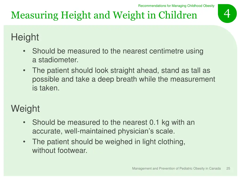 recommendations for managing childhood obesity 4