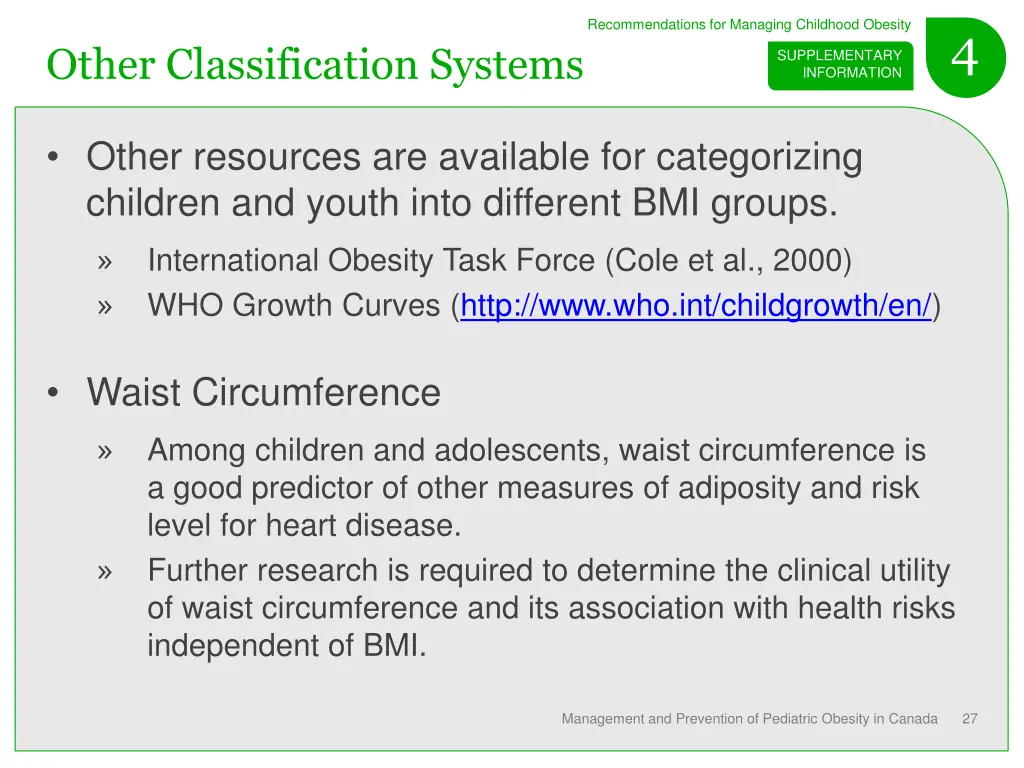 recommendations for managing childhood obesity 6