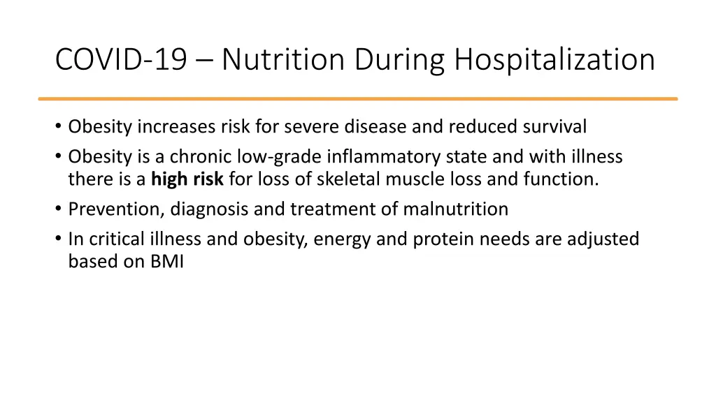 covid 19 nutrition during hospitalization