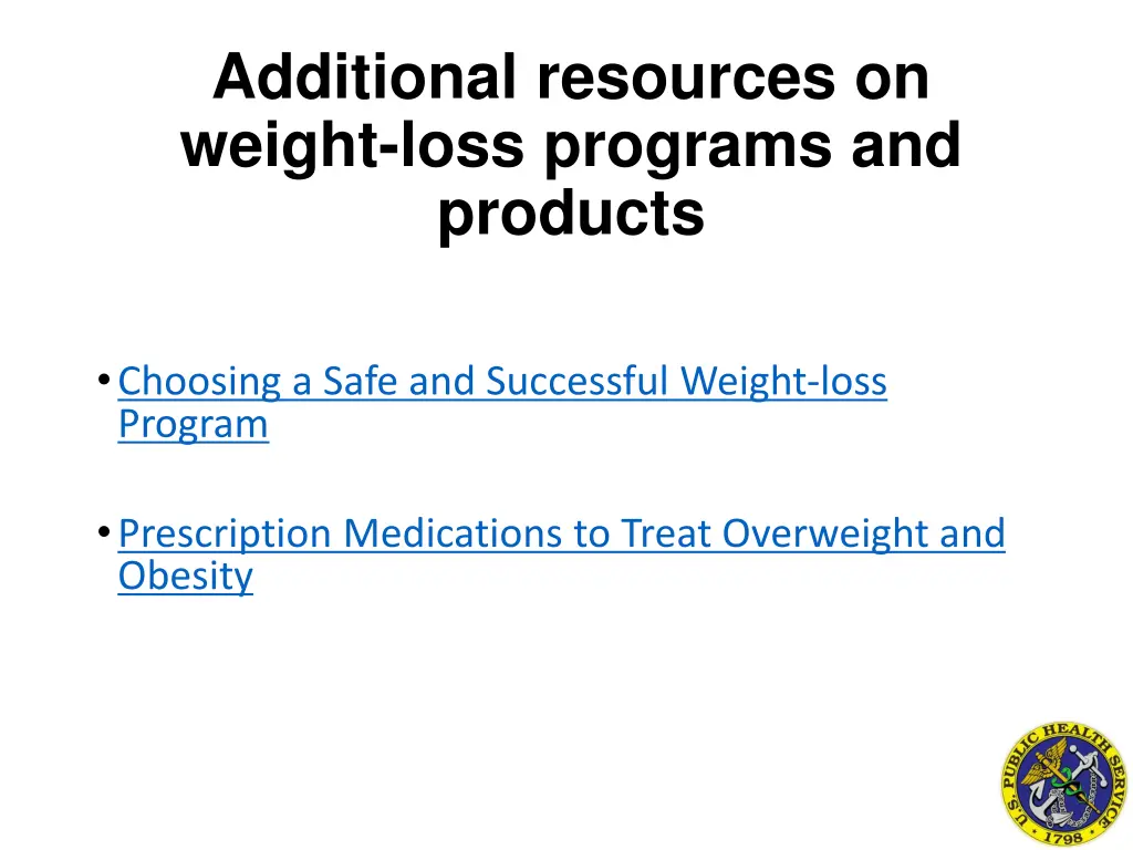 additional resources on weight loss programs