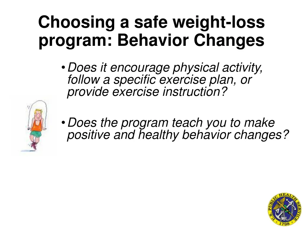 choosing a safe weight loss program behavior