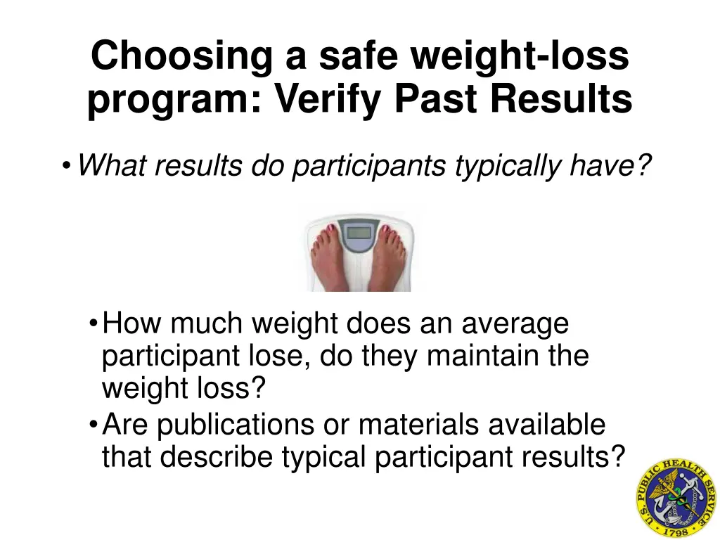 choosing a safe weight loss program verify past