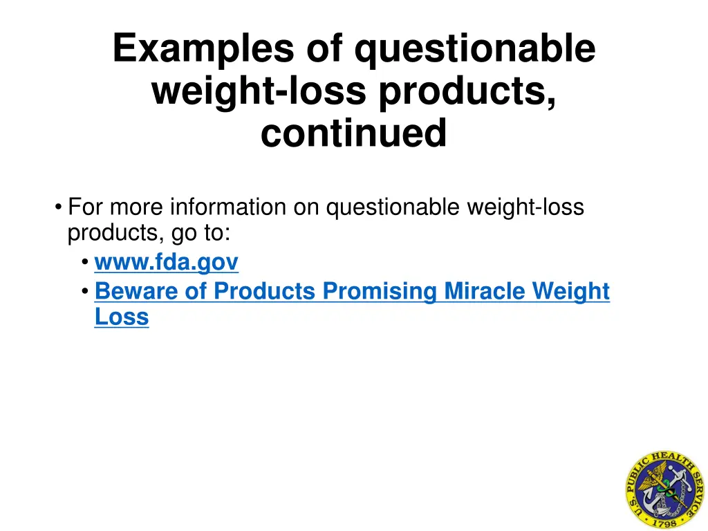 examples of questionable weight loss products 1