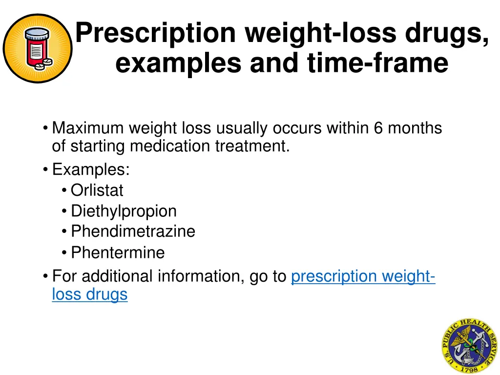 prescription weight loss drugs examples and time