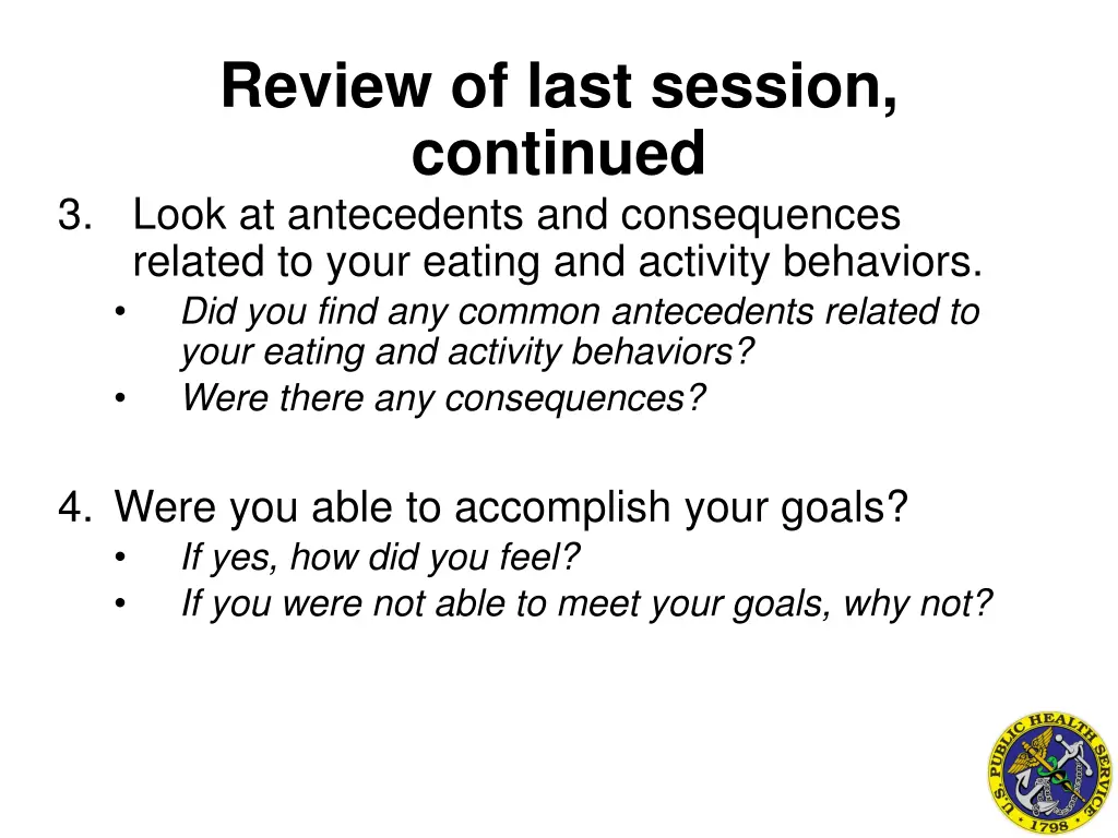 review of last session continued 3 look