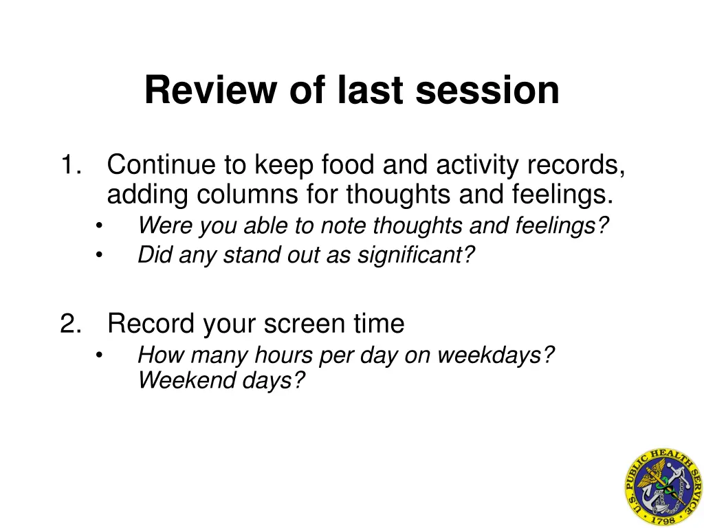 review of last session