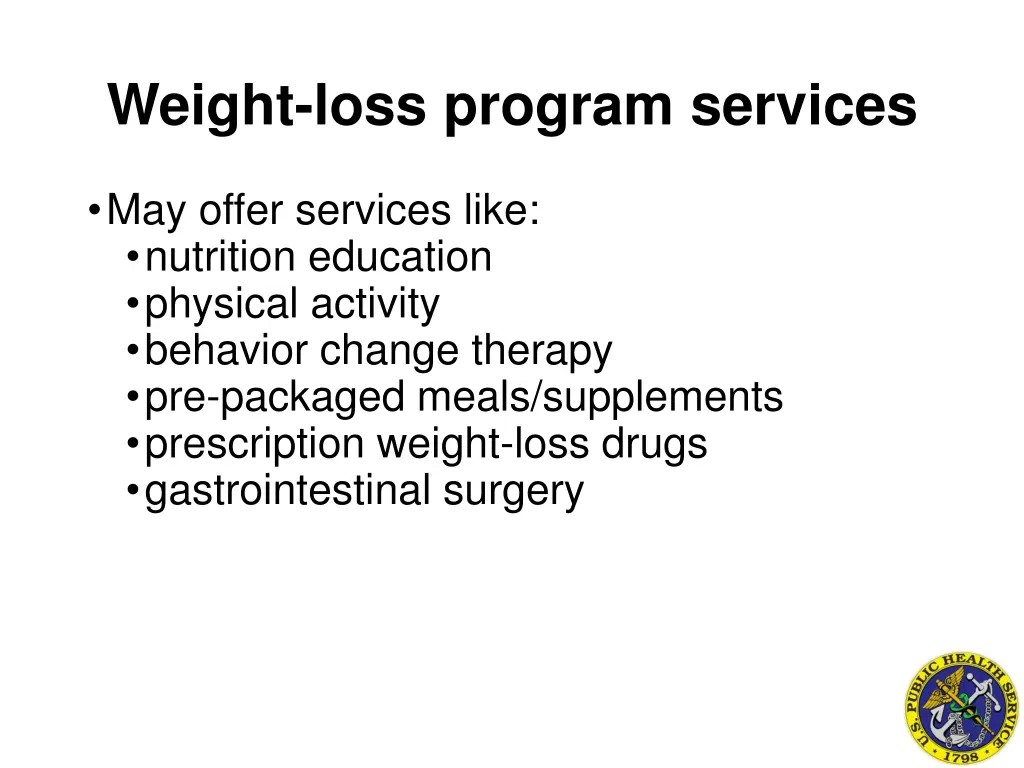 weight loss program services