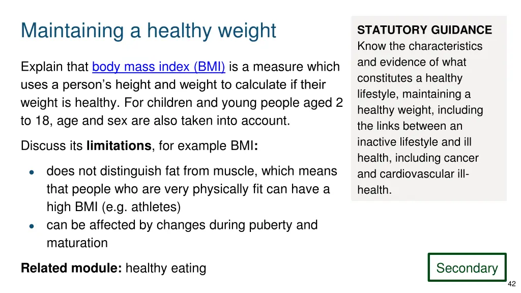 maintaining a healthy weight